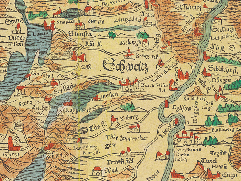 Helvetiae Tabula, 1450. Zentralbibliothek Zürich, Feh D 586, https://doi.org/10.3931/e-rara-135661 / Public Domain